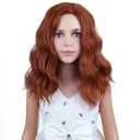 PATTNIUM Kids Ginger Orange Wig Child Short Wavy Wig Dark Orange Wigs for Girls Cosplay Halloween Party Costume Heat Resistant Synthetic Wigs