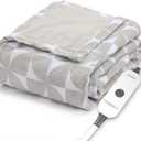 Sunbeam Ultimate Cozy Royal Posh Velvet Hand & Foot Pocket Heated Throw Electric Blanket, 50" x 72", 4 Heat Settings, 4-Hour Auto Shut-Off, Warming Throw for Couch, Machine Washable, Grey