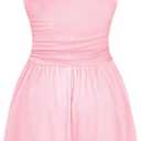 AUXDIO Women Summer Casual Strapless Romper Sleeveless Off Shoulder Short Jumpsuits 2026 Beach Vacation Clothes (Pink, M)