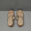 Coutgo Womens Platform Wedge Sandals Espadrille Raffia Heeled Slides Open Toe Two Band Beach Vacation Shoes 7.5