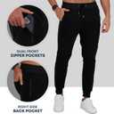 Fleece Mens Joggers with Zipper Pockets, Mens Sweatpants, Workout Sweats for Men S-2XL (Black, XXL)