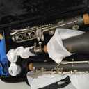 SONICAKE B Flat Clarinet for Beginner & Student, Nickel-plated Bb Ebonite Clarinet 2 Barrels, Reeds with Cleaning Kit, White Gloves and Hard Case, Black, QCR-01