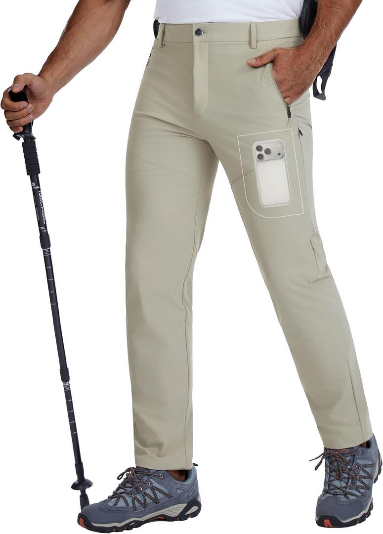 BLUE CHILL Mens Hiking Pants with 4 Zipper Pockets