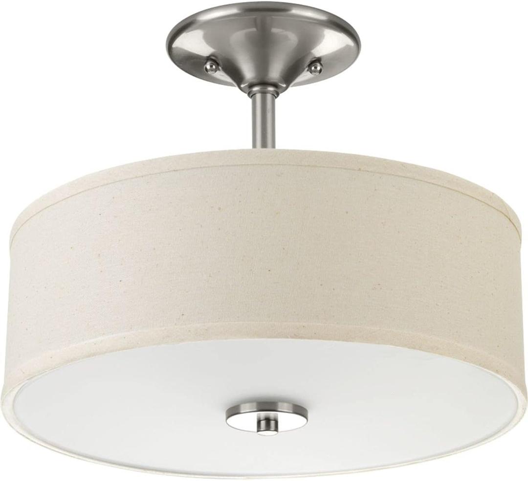 Progress Lighting P3712-09 Inspire Two-Light Semi-Flush, Brushed Nickel (Semi-Flush Mount - 13x13x 10.125 in)
