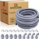 1-1/2 inch 50 Foot Liquid-Tight Conduit Kit, Flexible Non Metallic Electrical Conduit and Connector Kit, With 5 Straight and 4 Angle Fittings and Pipe Strap