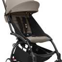 Stokke YOYO3 Stroller from 6 Months - Includes Black Frame/Taupe Seat Cushion + Canopy - Folds in & Out in a Flash - Light & Compact - Carry-On Compatible