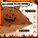Tranqun 4 Pcs Halloween Pillow Covers Fall Pumpkin Ghost Throw Covers 3D Embroidered Faux Fur Cushion Cases for Halloween Thanksgiving Autumn Home Sofa Bed Room Decor(12 x 20'',Rust)