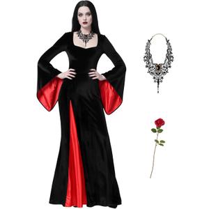 Adult Halloween Costume for Women Black Gothic Dress for Role Cosplay (Small)