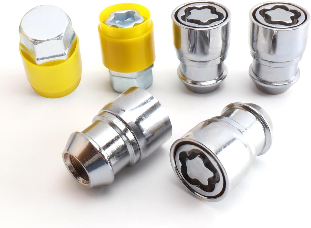 1/2 Wheel Locks(1.42In Length), Fit for Explorer 1991-2019, Mustang 2005-2014, Wrangler 1988-2015 - 4 Locking Lug Nuts, 2 Pcs Wheel Lock Key