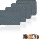 4 Pack Guinea Pig Cage Liners Washable Guinea Pig Bedding Reusable Waterproof Super Absorbent Guinea Pig Pee Pads Anti Slip Mat for Small Animals Rabbit Hamster Rat - 24" x 18" (Dark Grey)