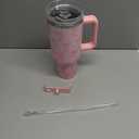 Whaline 40 oz Pink Bow Tumbler with Handle Straw and Lid Bow-Knot Travel Coffee Tumbler Cup for Women Friend Holiday Birthday Gift