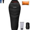 Down Sleeping Bag with Pillow for Backpacking,15 5 0 Wide Down Sleeping Bag (86.6 in x 33.5 in) for Adults,Teens,Youth Camping and Hiking Outdoor with 680FP Duck Down (Black 21)