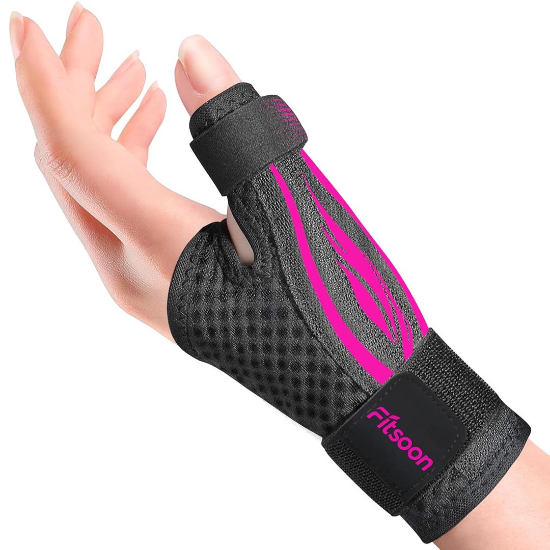 Thumb Wrist Brace | Upgraded Thumb Spica Splint Stabilizer Pain Relief Night Support for De Quervain s Tenosynovitis Trigger Finger Arthritis Sprains | Breathable Fabric(S/M,Pink/Black)