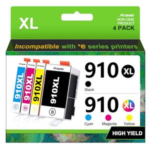 Acaves 910XL Ink Cartridges for HP Printers Compatible with HP 910 Ink Cartridges Combo Pack 910 XL Ink 910XL Black and Color Combo Pack Use with OfficeJet 8020 8025 8035 Printers (4 Pack)