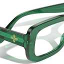 VISOONE Rectangle Blue Light Blocking Glasses Thick Square Frame Computer Glasses Vintage Women Men Harmony (Basil Green)
