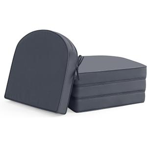 Outdoor Chair Cushions Set of 4: Waterproof & Fade Resistant Patio Furniture Cushions - 17 x 16 x 2 Inch Non Slip Round Corner Seat Cushion Pads with Removable Cover for Garden Yard Lawn, Dark Grey