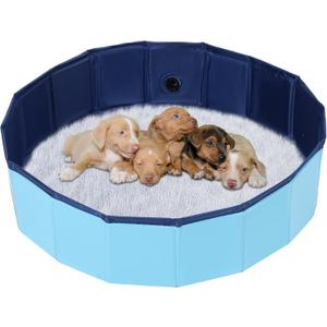 NATGAI Portable Whelping Box for Puppies | 39"X12" Dog Birthing Pool, Whelping Pen for Dogs, Dog Pool Ideal for Puppies' Delivery & Outdoor Fun (39inch Dia.  12inch H/100  30cm)