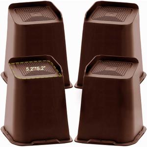 Bed Risers 1 inch, 2 inch, 3 inch, 4 inch, 6 inch, 8 inch Heavy Duty, Oversized Furniture Riser for Couch Sofa Table Chair Leg Frame Dorm, Support up to 6000 Lbs (Chocolat Brown 4 Pack, 8 inch)