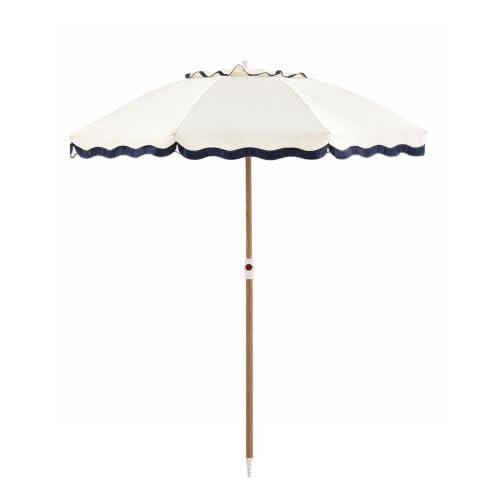 DEER LAND 6FT Patio Beach Umbrella for Outdoor, UPF 50+ Sun Shade for Patio, Backyard, Garden, Pool and Beach, Tilt Adjustable, Portable, Harbour White