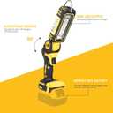 OTYTY Cordless LED Work Light, Compatible with DeWalt 20V Max Battery, 30W 2000LM Rechargeable Flashlight Portable Flood Light, Pivoting Head, Black and Yellow