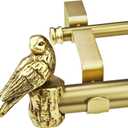 1-1/8 Inch Diameter Brushed Gold Curtain Rod with Bird Design Finials, 36-72'' Telescoping Double Curtain Rods for window width 24-68 inch, Decorative Drapery Rods for Bedroom,Living Room