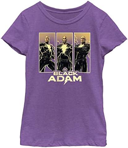 DC Comics Black Adam Panelup Girls Short Sleeve Tee Shirt, S, Purple