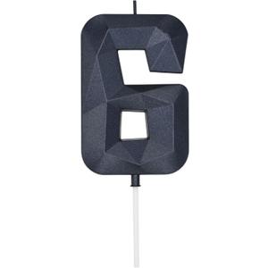 DERVENTA Large Birthday Candle Number 3D Black 3.7 inch Party Celebration Anniversary Decoration Cake Topper 1 Piece (Number 6 Black)