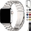 Fullmosa Metal Band Compatible with Apple Watch Bands 45mm 44mm 42mm 46mm 49mm 41mm 40mm 38mm, iWatch Band with Case for Apple Watch Series 11 10 9 8 7 6 5 4 3 2 1 SE3/2/1 Ultra3/2/1 , 42mm 44mm 45mm, Silver