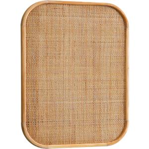 20x26" Woven Rattan Bulletin Board, Boho Message Boards Wood Frame, 26" x 20.1"