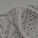 Sexy Feather Rhinestone Backless Mesh Sheer Burlesque Outfit Nightout Clubwear Birthday Party Dress (Medium, 027white)