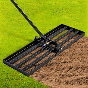 Saker Lawn Leveling Rake 30x10 Inch, Lawn Leveler Tool with 73-Inch Stainless Steel Handle, Heavy Duty Landscape Rake for Yard, Garden, Farm, and Golf Course - Black