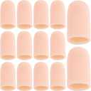 Joez Wonderful 14pcs Gel Finger Cots, Silicone Finger Protectors, Finger Caps Covers Finger Sleeves Fingertips Protection for Finger Cracking Blister (Beige, Small)