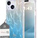 Cocomii - Rectangle Case Compatible with iPhone 15 - Compatible with MagSafe, Real Mother of Pearl, Opalescent Seashell, Glossy, Magnetic Phone Case for iPhone 15 6.1 inch, Turquoise Beach