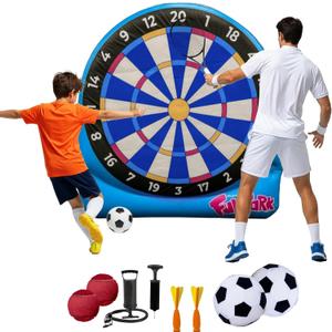 Flybar FunPark Giant Inflatable Dartboard Game for Kids – Outdoor Target Toy with Velcro Darts & Balls – Backyard Sports Set for Boys & Girls Ages 6+ – Inflatable Soccer Toss, Pump & Ground Stakes, Large