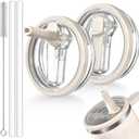 2 Pack Leakproof Lid Replacement 40 oz for Stanley Cup Accessories, Flip Straw Tumbler Leak Proof Lids for Stanley Quencher H2.0, Dust-Proof Straw Cover for stanley cups 40oz (Beige, Beige)