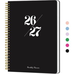 Monthly Planner 2026-2027, 2 Year Months Calendar Planner 2026-2027, Runs from January 2026 - December 2027, 7" x 10", 24 Months, Perfect for School Office Home Planning - Black