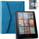 CoBak Premium Case for Kindle Paperwhite & Kindle Colorsoft 7" & Hanvon with Hand Strap  Automatic Wake/Sleep, Stylish & Durable, Comfortable Reading & Protection, Compatible with iPhone Stand (Vintage Blue)
