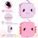 Axolotl Lunch Bag, Insulated Lunch Bags with Adjustable Shoulder Strap, Waterproof & Durable with Adjustable Shoulder Strapfor girls Lunch Box (Purple)