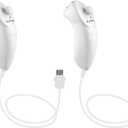 2Packs Nunchuck Controller Remote Replacement for Nintendo Nunchuk Wii Wii U Console White
