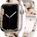 HOPO Compatible With Apple Watch Band 38mm 40mm 41mm 42mm 44mm 45mm 46mm 49mm,Resin Watch Strap Bracelet Wristband Fashion Lightweight Replacement For iWatch Bands Series 11 Ultra 10 9 8 7 6 5 4 3 2 1 SE for Women Men (Nougat White for Starlight)