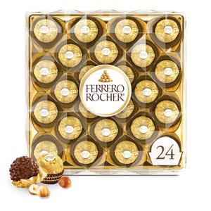 2 x Ferrero Rocher Gourmet Hazelnut Milk Chocolate Gift Box, 24 Individually Wrapped Chocolates, 10.6 oz (EXP 07/16/25)