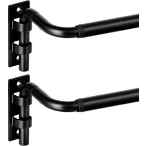 ENJOYBASICS Blackout Curtain Rod for Windows 48 to 84, Wrap Around Curtain Rods for Bedroom, Living Room, Adjustable from 30 to 86 Inches, Matte Black, 2 Pack