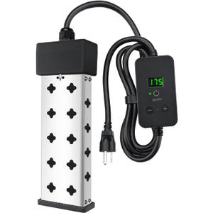 Immersion Water Heater 1800W, Portable Submersible, Real Time Temp Display, Thermostat Temp Control, Dry Burn Protection, Heating for Buckets Bathtubs Hot Tubs Above Ground and Inflatable Pools