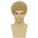 Swiking Mens Curly Afro Wigs Light Blonde Short Wig California Halloween Cosplay Replacement Wigs Rocker Wig for Male Guy(Light Blonde)