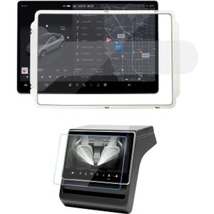 For Tesla Model 3 Highland 2024-2026 & Model Y Juniper 2025 Screen Protector [No Glare & Anti-Fingerprint] Tempered Glass with Auto-Align Touchscreen Accessories Front & Rear (Matte)