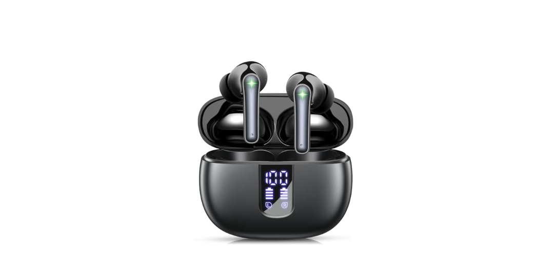 UUI Wireless Earbuds Bluetooth 5.3 Headphones,Ear Buds with LED Diaplay Charging Case Waterproof Deep Bass Stereo -Earphone Black