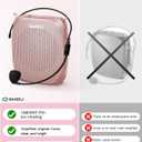 SHIDU Voice Amplifier Teachers, Megaphone Speaker Portable PA System with Microphone Headset(Work of 12hours) Supports MP3 Format Audio for Tour Guides Coaches Yoga Fitness Instructors, Rose Gold