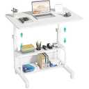 WINAZ Small Portable Laptop Rolling Desk - 32" Mobile Kids Desk with Wheels for Small Spaces, White，31.5"
