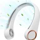 Gaiatop Portable Neck Fan, 360 Cooling, 72 Air Outlet, Lightweight Hands Free 3 Speeds 4000mAh USB Rechargeable Mini Personal Bladeless Fans, Wearable Birthday Gifts for Dad Men Women White