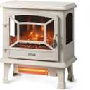TURBRO Suburbs 20 in. Electric Fireplace Infrared Heater w/Crackling Sound, Freestanding Fireplace Stove w/Realistic Flame Effect, CSA Certified Overheating Protection, Easy to Assemble, 1400W Ivory